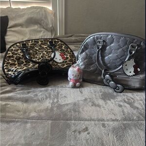 Leopard Print and Silver Hello Kitty Bag